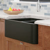 36" Mableton Smooth Polished Black Granite 60/40 Offset Double-Bowl Farmhouse Sink