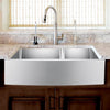 36" Sipsey Stainless Steel 60/40 Offset Double-Bowl Farmhouse Sink - Curved Apron