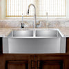 39" Pinson Stainless Steel Double-Bowl Farmhouse Sink - Rippled Apron