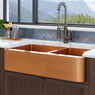 42" Dolton Smooth Copper 60/40 Offset Double-Bowl Farmhouse Sink