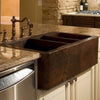 42" Gelsorp Hammered Copper Triple-Bowl Farmhouse Sink - Extra-Wide