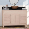 48" Mission 6 Drawer Unfinished Red Oak Vanity for Vessel Sink - Single Door - 34" Height