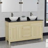 60" Unpainted Shaker Style Poplar Wood Double Vanity for Vessel Sink - 34" Height