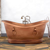 66" Arcadia Copper Double-Slipper Roll-Top Tub with Pedestal