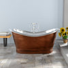 66" Findley Copper Double-Slipper Roll-Top Tub with Pedestal - Nickel Interior