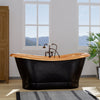 66" Kalida Antique Black Copper Double-Slipper Roll-Top Tub with Pedestal - Polished Interior