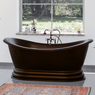 66" Lutts Copper Double-Slipper Roll-Top Tub with Pedestal