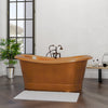 66" Monrovia Copper Double-Slipper Roll-Top Tub with Pedestal