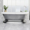 68" Luna Cast Iron Double-Ended Roll-Top Tub with Pedestal - Burnished Exterior Finish