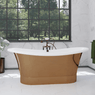 68" Tanner Copper Double Slipper Smooth Bathtub - Inside White Enamel & Outside Copper Polish with Lacquered