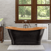 70" Kalida Antique Black Copper Double-Slipper Roll-Top Tub with Pedestal - Polished Interior