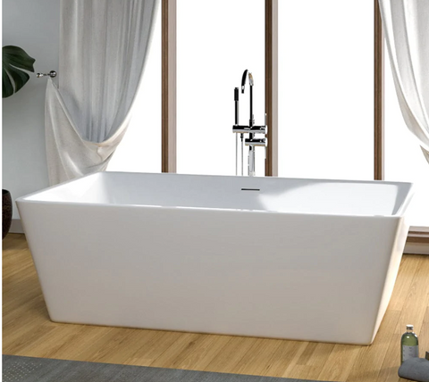 71" Extra Wide Asher Acrylic Rectangular Freestanding Tub With Insulation