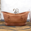 72" Arcadia Copper Double-Slipper Roll-Top Tub with Pedestal