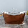 72" Findley Copper Double-Slipper Roll-Top Tub with Pedestal - Nickel Interior