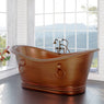 72" x 40" Extra Wide Arcadia Copper Double-Slipper Roll-Top Tub with Pedestal