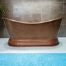 72" x 40" Hernandez Extra Wide Copper Hammered Double Slipper Roll-Top Tub with Pedestal - Multiple Finishes