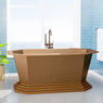 72" x 40" Vargas Extra Wide Octagon Copper Double Slipper Hammered Bathtub with Pedestal