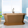 72" x 40" Vargas Extra Wide Octagon Copper Double Slipper Hammered Bathtub with Pedestal