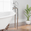 Freestanding Telephone Tub Faucet and Supply Lines - Angular Body and Cross Handles
