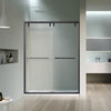 Maxwell 52" W x 76" H By Pass Semi Frameless Shower Door in Matte Black with Clear Glass