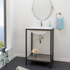 Regina Vitreous China Console Bathroom Sink with Black Powdercoat Iron Stand