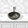 Rensen Marble Vessel Sink with Chiseled Exterior - Polished Grey Interior