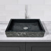Velpa Marble Vessel Sink with Chiseled Exterior - Polished Black Interior