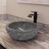 Zelma Marble Vessel Sink with Chiseled Exterior - Polished Black Interior