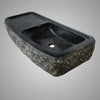 Zelsa Marble Double-Bowl Vessel Sink with Chiseled Exterior - Black