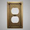 1 Gang Duplex Outlet Wall Switch Plate - Framed Hammered Design