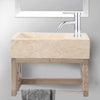 16" Eupora Wall-Mount Teak Vanity with Towel Bar and Stone Sink - Whitewash