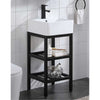 16" Vamper Vitreous China Console Sink with Black Powdercoat Steel Stand and Shelves