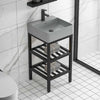 17" Pelser Matte Gray Vitreous China Console Sink with Black Powdercoat Steel Stand and Shelves
