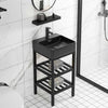 17" Popley Black Vitreous China Console Sink with Black Powdercoat Steel Stand and Shelves