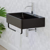 24" Nettie Wall-Mount Black Vitreous China Sink with Black Powdercoat Steel Towel Bar