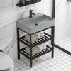 24" Petten Matte Gray Vitreous China Console Sink with Black Powdercoat Steel Stand and Shelves