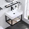 24" Tonker Vitreous China Wall-Mount Sink with Black Powdercoat Steel Support and Shelf