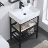 24" Walster Vitreous China Console Sink with Black Powdercoat Steel Stand and Shelves
