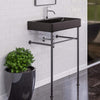 28" Kemmerer Black Vitreous China Console Bathroom Sink with Black Powdercoat Steel Stand