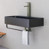 Picture of 32" Lesage Wall-Mount Black Vitreous China Sink with Black Powdercoat Steel Towel Bar