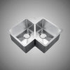 33" Daventry Stainless Steel Double-Bowl Corner Kitchen Sink