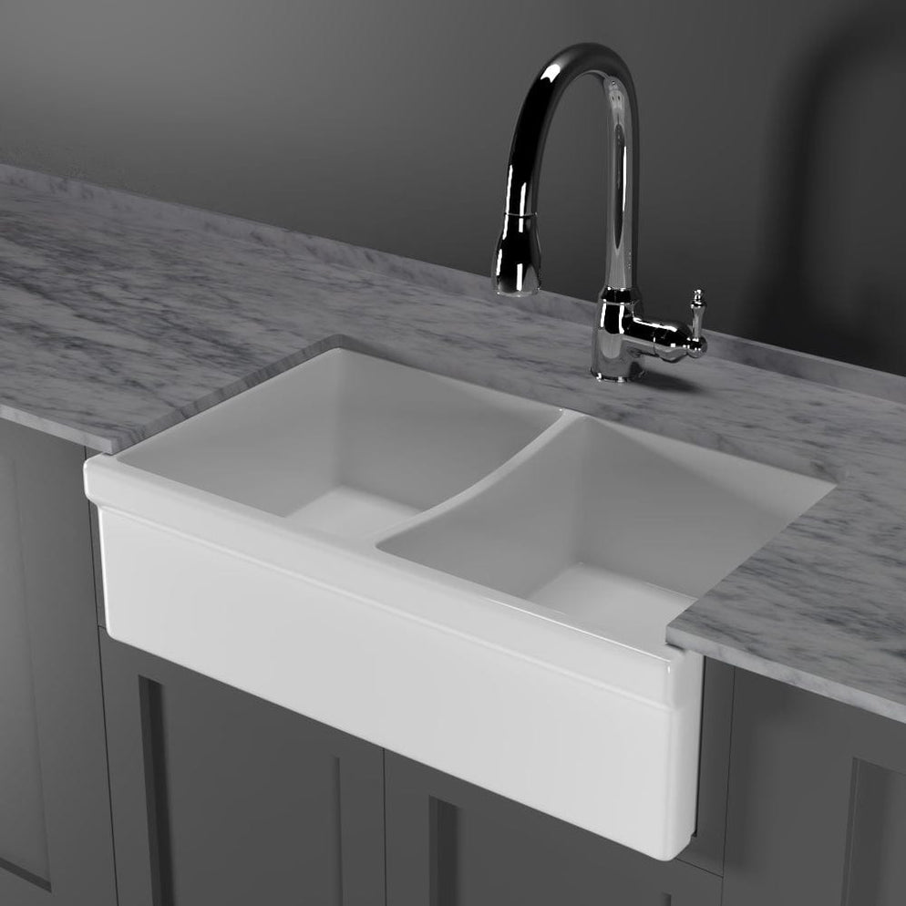 33 Prescara Fireclay Double Bowl Farmhouse Sink — Magnus Home Products