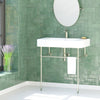 34" Vancher Fireclay Console Bathroom Sink with Steel Stand