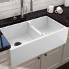 Picture of 36" Bari Fireclay 60/40 Offset Double-Bowl Farmhouse Sink