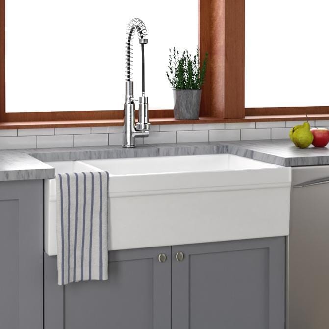 36 Inch Fireclay Farmhouse Sink Bisque White — Magnus Home Products