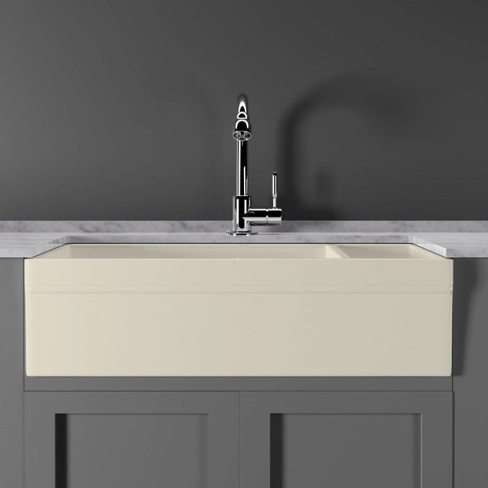 36 Inch Fireclay Farmhouse Sink Bisque White — Magnus Home Products