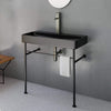 Picture of 36" Valmora Black Vitreous China Console Bathroom Sink with Black Powdercoat Steel Stand