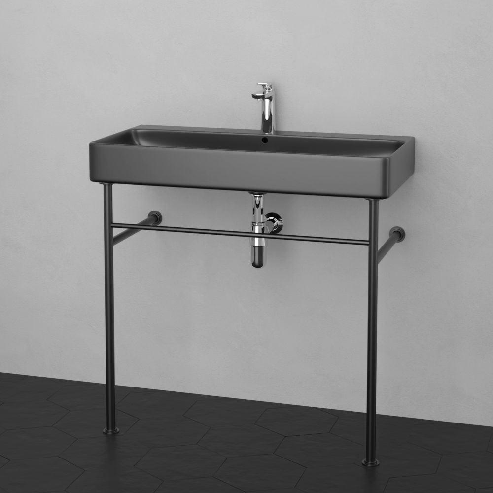 36 Valmora Black Vitreous China Console Bathroom Sink With Black Powd Magnus Home Products