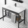 40" Tapsten Vitreous China Console Sink with Black Powdercoat Steel Stand and Shelf