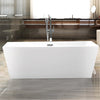 59" Zepper Acrylic Rectangular Freestanding Tub with Integral Drain and Overflow